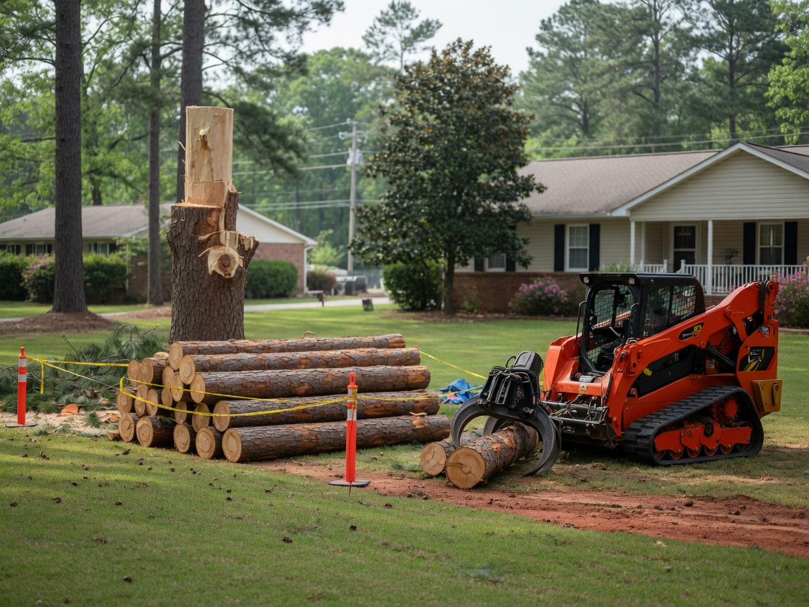 Tree felling and removal on a residential property